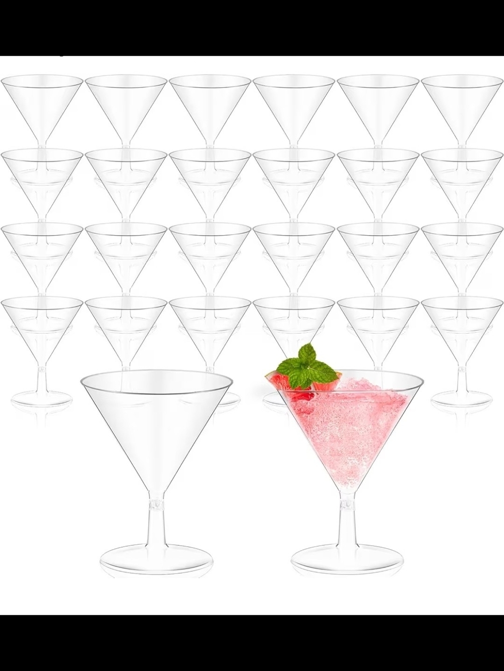 24 Pcs 2 oz Plastic Martini Glasses Disposable Clear Cocktail Dessert Parfait